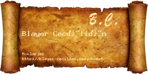 Blayer Cecílián névjegykártya
